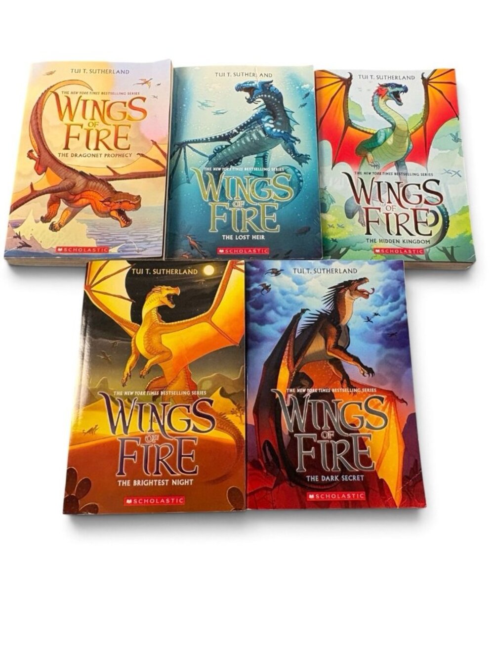 Wings of Fire Books 1-5 Tui T. Sutherland Paperback Set Scholastic Dragon Series